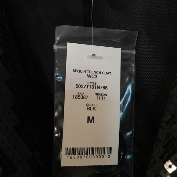 BEBE NWT SEQUIN TRENCH COAT BLACK SHINY TUXEDO COUTURE GALA FORMAL JACKET GLAMOR - Picture 6 of 16